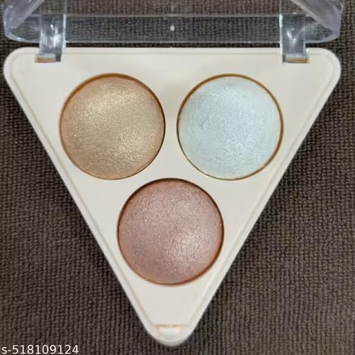 Image of Highlighting Powder, Highlighter Makeup, Shimmer Glow, Pink Rose Gold Blossom Glow, 3 in 1