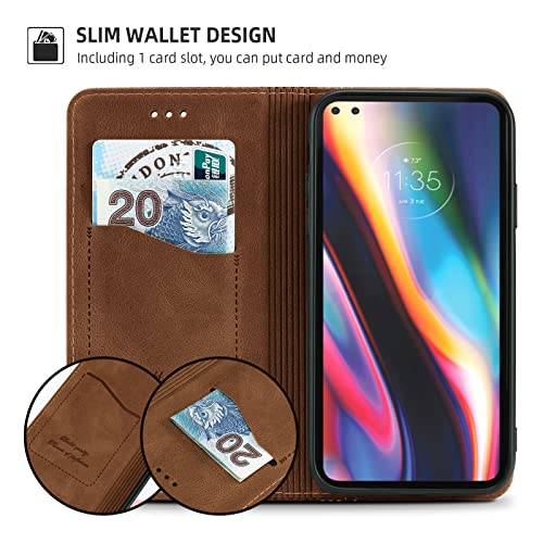 AKABEILA Capa para Motorola Moto G73 5G Premium PU Couro Flip Capa Carteira com Fecho Magnético Kick