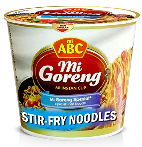 ABC Mi Goreng Stirfry Noodles Instant Cup, Noodle Bowl, Classic Authentic Flavor, Instant Noodles Ramen Quick Meals, Indonesian mi ABC noodles (6 cups)