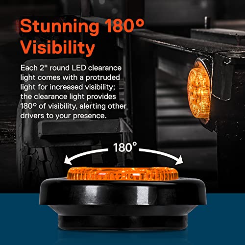 8Pc 2" Amber Round Trailer Led Clearance Marker Lights [Dot Fmvss 108] [Sae P2] [Reflector Lens] [Grommet] [Flush-Mount] [Waterproof Ip67] Marker Clearance Lights For Trailer Truck #TOP2