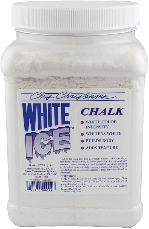 White Ice Chalk, Dog Cosmetics, Groom Like a Professional, Natural Look, Easy to Apply and Blend, Does Not Contain Bleach or Peroxide, Made in The USA, 8 oz