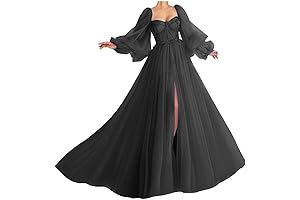 Flowing Enchantment: Puffy Sleeve Prom Dress