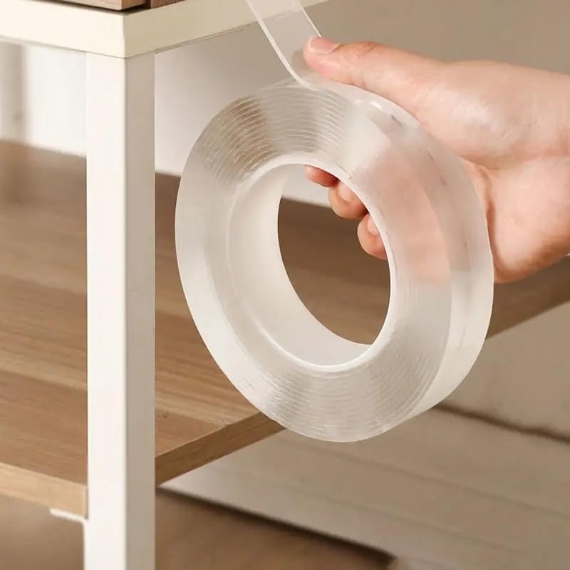 Image of Double Sided Tape Heavy Duty - Adhesive Silicone Tape, Heat Resistant, Multi-Functional, Removable, Washable, Reusable Anti-Slip Gel Nano Grip Tape (1)