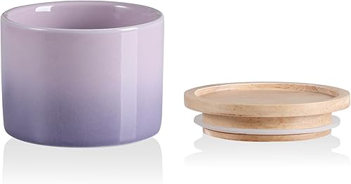 Miniatura 51 de SWEEJAR – Recipiente de cerámica para almacenamiento de alimentos, recipientes apilables con tapa hermética de madera para servir café molido, té