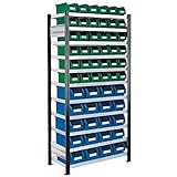 Kappes RasterPlan Steckregal mit Lagersichtkästen Modell 14, 2000 x 1000 x 400 mm, GF RAL 7018 | inkl. 20 x Größe 4 , 36 x Größe 5