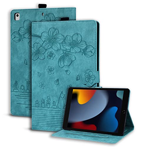 Succtopy Case for iPad 9th/8th/7th Generation (2021/2020/2019) 10.2 Inch Folio Flip PU Leather Cover with Stand Function Protective Tablet Case with Pen Holder for iPad 10.2" Light Green