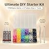 17000Pcs Rhinestones for Bedazzling, 4mm Bedazzler Kit with Flatback Rhinestones for Clothes Crafting Crafts Nails Clothing, Flat Back Resin Rainbow Colorful Colored Crystal with B 7000 Glue Clear #1