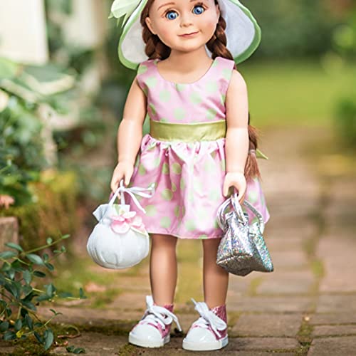 The Queen's Treasures 18 Inch Doll Clothing Shoes, Pink Sparkle High Cut Sneakers Complete With Box, Compatible For Use With American Girl Dolls And Clothes #TOP2