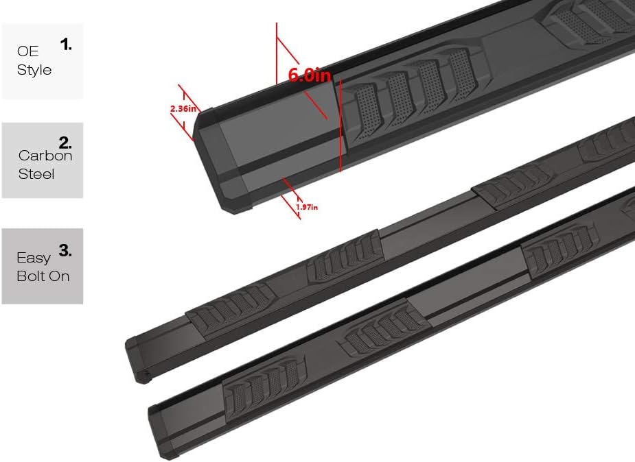 HD Ridez OE Style Matte Black Nerf Bars Running Boards Compatible with Toyota Tacoma 2005-2023 Double Crew Cab
