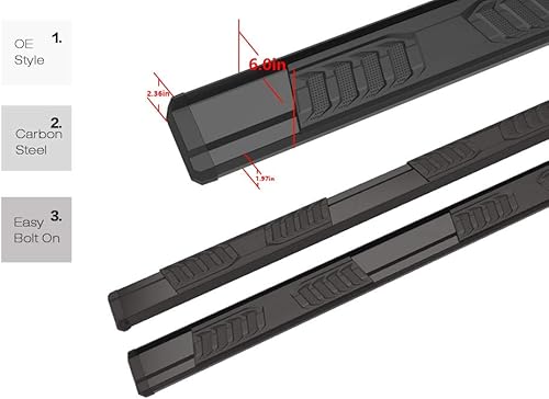 Miniatura 7 de HD Ridez Estribos compatibles con Ford F150 2004-2014 Super Cab (Exclude Heritage Edition), estribos moldeados por soplado, barras laterales Nerf Bar