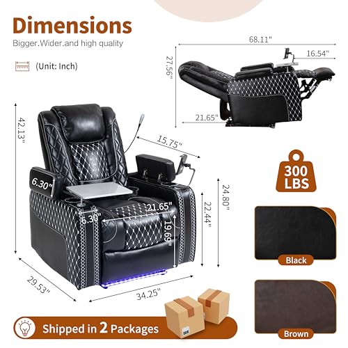 Sillón reclinable eléctrico piel color negro miniatura 2