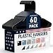 Black Medium Weight Premium Plastic Hangers w/ Notches and Reinforced Shoulders, American Made Long Lasting Quality Hangers, VALUE Set of 60