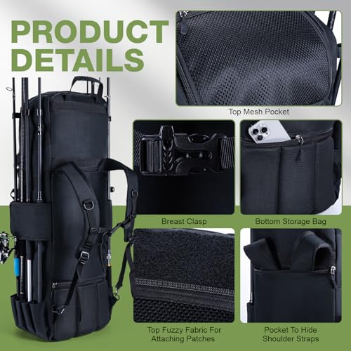Goture Mochila Grande para Pesca de 61L, 3 Capas con 6 Cajas de Tackle Incluidas miniatura 4