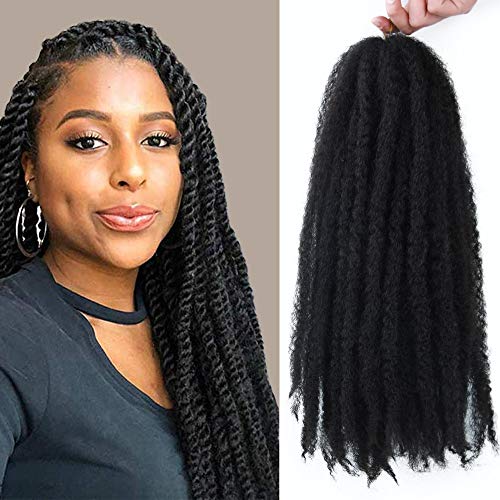 GX Beauty Marley Twist Braiding Hair Synthetic Afro Twist Braid Hair 3Packs Kinkys Hair for Braiding 18Inch 100g/Pcs (#1B)