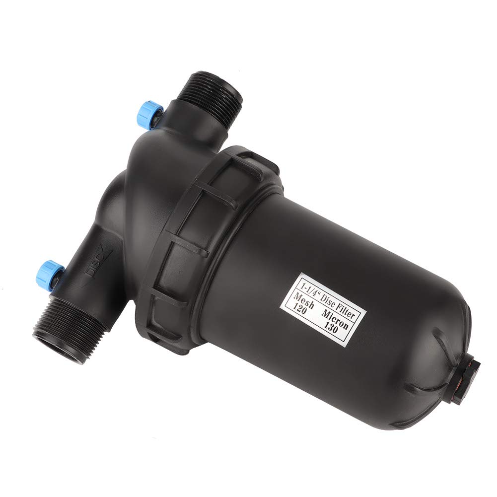 Bewässerungsfilter mit G1-1/4-Zoll-Außengewinde, 120 Mesh, mit Leicht zu Reinigendem Design für Tropfbewässerung, Gartenarbeit, 27,9 X 21,1 X 12,4 Cm, Schwarz