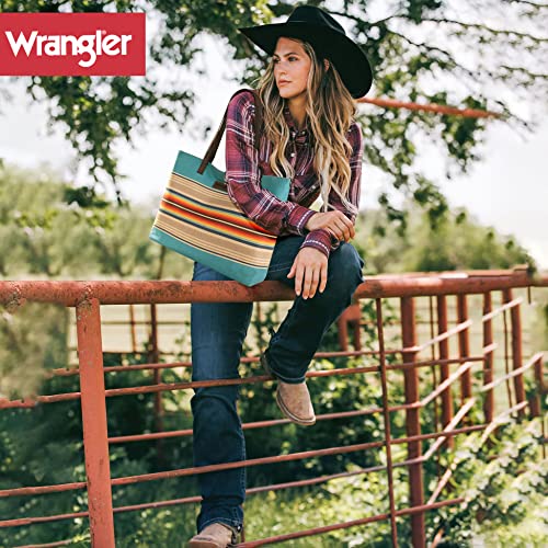 Image of Montana West Wrangler Aztec Print Canvas Tote Bag Capacity Shoulder Bag for Work, Travel & Everyday Use