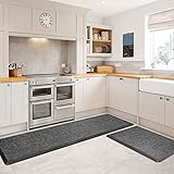 KMAT 2PCS Kitchen Mat Cushioned Anti-Fatigue Floor Mat,Waterproof Non-Slip Standing Mat,Ergonomic Comfort Floor Mat Rug for Home,Office,Sink,Laundry,Desk(17.3'x28'+17.3'x60',Grey)