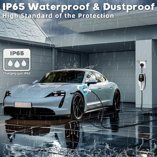 LCLCTEK® 3KW EV Charger Cable Type 2 to 3 Pin Plug 8m/26Ft,Portable UK 3 Pin EV Charger,Electric Car Charger [6/8/10/13A],Car-Charger with LED Display, IP65 Waterproof,Type 2 Cable EVs and PHEV - Image 3