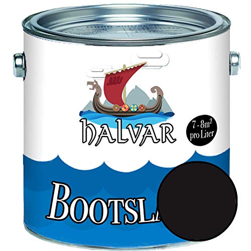 Halvar RAL 8000-8028 Peinture de bateau en polyuréthane renforcé pour bois et métal avec revêtement en caoutchouc résistant et laque pour bateau Noir 1 l RAL 8022