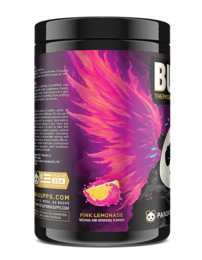 Image of Underground Bio Labs: Panda Burn MAX Enhance Your Strength, Energy, Focus with Dual Source Caffeine (350mg), Alpha GPC, and MitoBurn (Pink Lemonade)(25 Servings)
