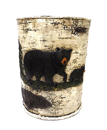 Wastebasket Marco Ours Noir et Bouleau Rustique pour salle de bain