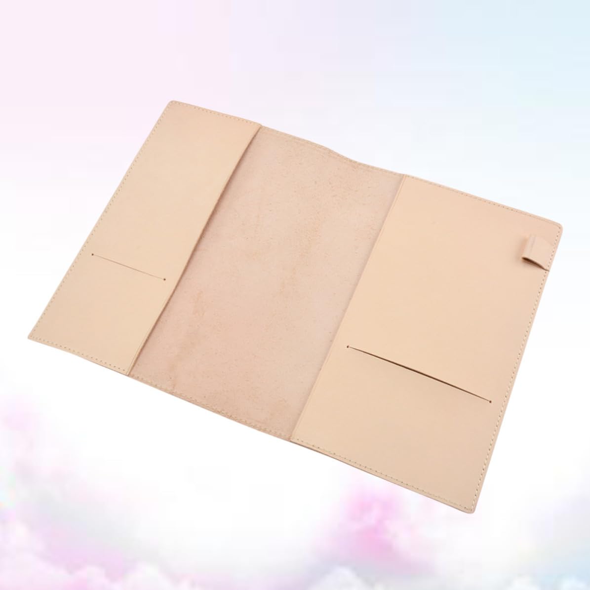 GALPADA Funda de Cuero para Cuaderno A5, Funda Protectora para Diario, Beige, Ranuras y Dos Bolsillos Interiores, para Oficina y Bolso, para Periodistas y Estudiantes