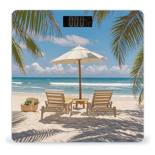 Balanza Digital para Baño Tema Playa con Plataforma Amplia miniatura 1