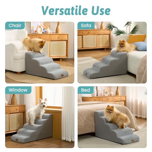 Image of COZY KISS Dog Stairs for Small Dogs, 5 Step Pet Stairs for Beds & Couches
