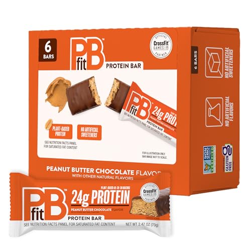 PBfit Peanut Butter Chocolate Protein Bars, 24g Protein, Gluten Free, Vegan, Plant-Based 40-30-30...