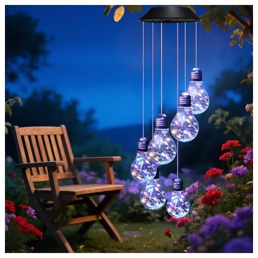 EASYBUY Solar Bulb Wind Chimes for Outside 6 LED Outdoor Clearance Unique Outdoor Decor Garden Decor Colorful Patio, Birthday Gifts for Women