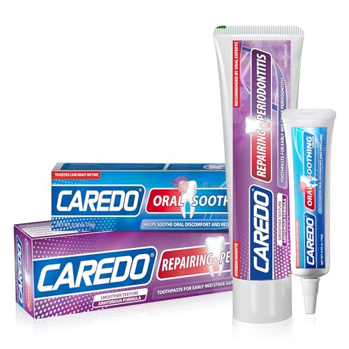 Image of CAREDO Periodontitis & Gum Disease Toothpaste | Hydroxyapatite & Clove Oil for Swollen, Bleeding Gums,CAREDO Oral Soothing Gel – Gum Pain Relief, Mouth Ulcer Treatment & Sore Gum Care, Helps Reduce Gu