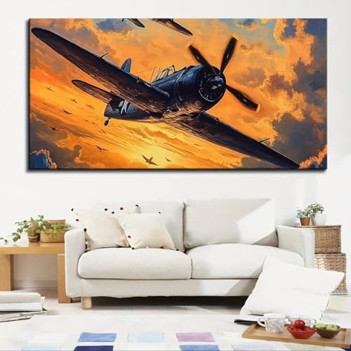 Poster avion hélice noir et blanc et grand tableau décoration murale salon