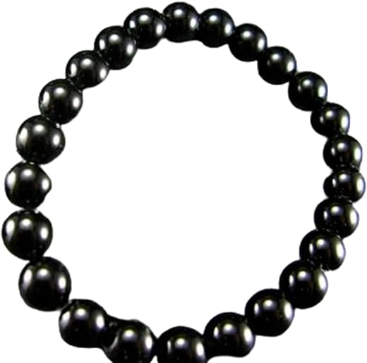RRJEWELZ Natural Tibetian Tektite 8mm Round Shape Smooth Cut Beads Stretchable Bracelet For Men & Women. Unisex Bracelet F...