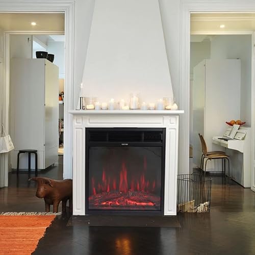 Dacom 29'' Wood Electric Fireplace Mantel- Package Freestanding Heater Corner Firebox With Log Hearth And Adjustableremote Control #TOP6