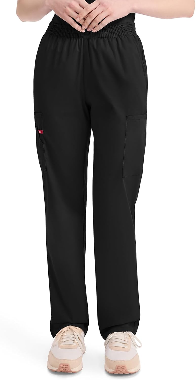 Dickies EDS Signature Scrubs for Women, Elastic Waist Pull-On Cargo Pants for Women in Soft Brushed Poplin - 86106
