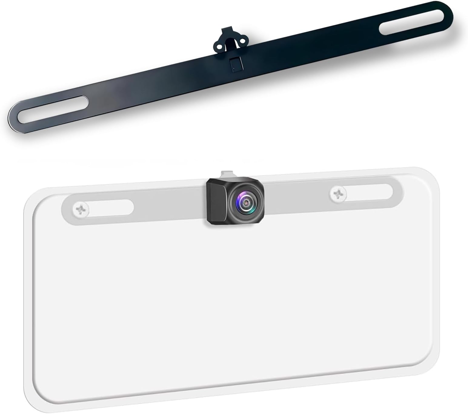 Metal Car Back-up Camera Bracket, Anti-Rust Mounting Bracket, License Plate Privacy Cover, Reverse Camera License Plate Frame, Suitable for Most Cars (Black)
