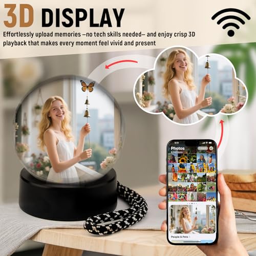 Fotokugel Memory Sphere, Personalisierte Erinnerungskugel Video Kugel, 2.7 Inch Erinnerungskugel Crystal Video Sphere Player,Valentinstagsgeschenk, Hochzeitsgeschenk für Frauen Männer Familie Freunde