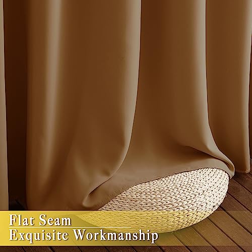 NICETOWN Sliding Door Curtains 84 inches Long, Grommet Blackout Thermal Patio Door Curtain Room Divider Darkening Sound Reducing for Room Divider (1 Panel, Gold Brown, W80 x L84)