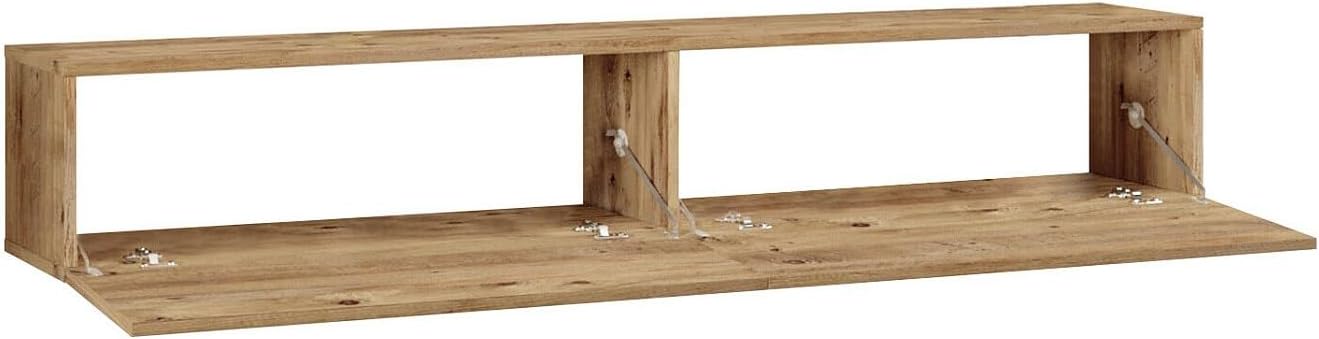 Interiér view of the Vente-unique AUBEPINA Floating TV Cabinet with both doors open.