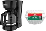 BLACK+DECKER Machine à café de 12 tasses avec interrupteur marche/arrêt facile, verseuse sans goutte avec panier de filtre amovible, noir