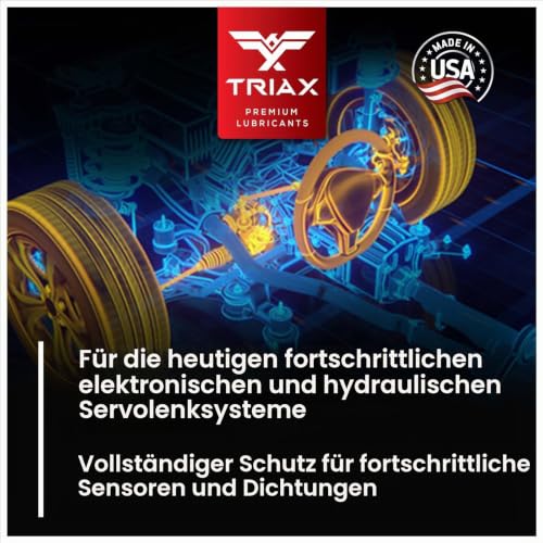 TRIAX Synthetic OEM Power Steering Flüssigkeit, Universal, Arktischer Grad -45°C Kalt Flüssig, Passt für die meisten asiatischen, US- und europäischen Autos, vollsynthetisch mit Estern (1 Quart)