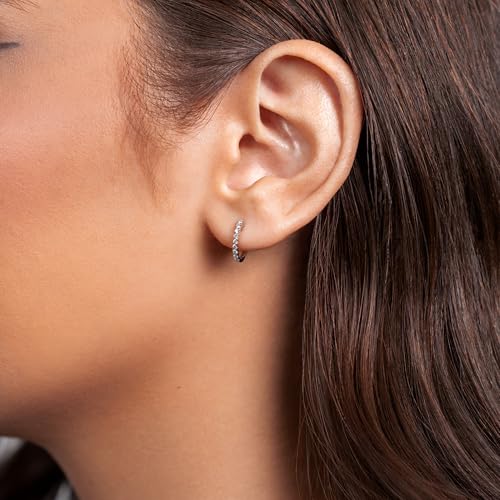 1/5 to 3/4 Carat Diamond Huggie Hoop Earrings for Women in 14k White or Yellow Gold (F-G, SI2-I1, cttw) with Hinge and Notched Post by Privosa Fine Jewelry2