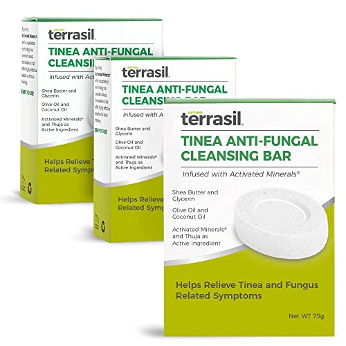 Tinea Soap for Tinea Versicolor Relief – Natural Anti-Fungal Medicated Cleansing Soap by Terrasil (3 Pack -75gm each)