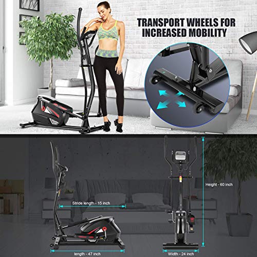 Funmily Elliptical Machine, Cross Trainer With 10-Level Magnetic Resistance, Heart Rate Sensor, Smart App, Lcd Monitor, 390 Lb Capacity, Workout Exercise Equipment For Home Use #TOP4