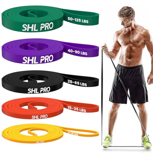 SHL PRO Elastique Musculation, Bande de Résistance Musculation avec 5 Niveaux Différents, avec Poignées, Ancre de Porte, Sac de Transport, pour Fitness Yoga...
