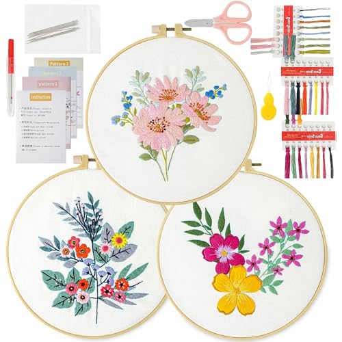 Royal Season 3 Embroidery Set - Needlepoint & Flower Designs for Beginners & Kids
