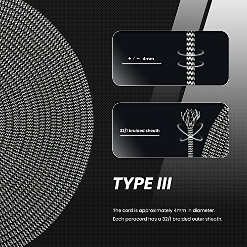Abma Cord Paracord 620 lbs 4mm 9 Strands 100% Nylon 30M - Zebra, Shockwave-zebra, 30 Meters - Image 4