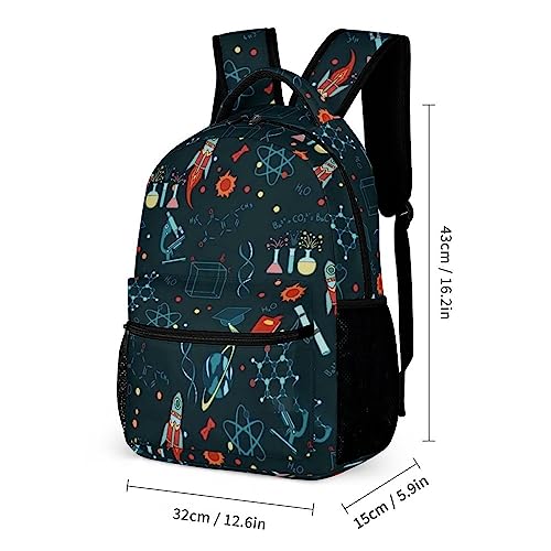 Science Pattern 3 Piece Backpack Sets With Lunch Bag Pencil Case Combination Hiking Travel Work2