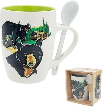 Rockin Gear Bear Coffee Mug, Unique Bear Lovers Ceramic Mugs Gift, Fun Mug for Mom, Birthday, Christmas, Him & Her