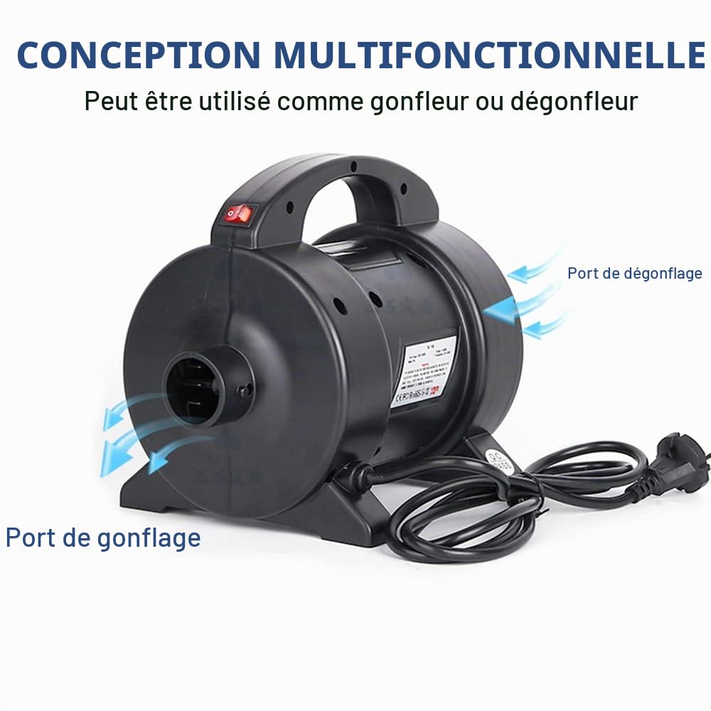 Pompe électrique portable de 1600 W - Gonflage rapide - Avec 2 buses - Pour matelas gonflable et bateau